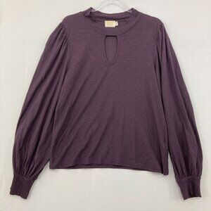 Nation LTD size XL Purple Eggplant Keyhole Pima Cotton Stretch Top Comfy